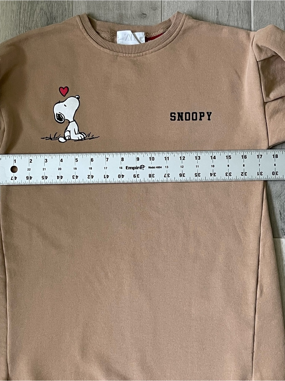 Zara Kids Girls Peanuts Snoopy Sweatshirt Dress Size 10 140 Beige Graphic - Picture 6 of 9